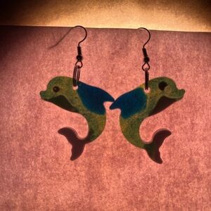Vibrant Dolphin Fish Earrings